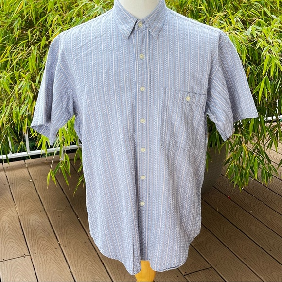 Vintage RALPH LAUREN CHAPS Cotton Linen Ramie Short Sleeve Button Up Shirt Sz L - Picture 1 of 10
